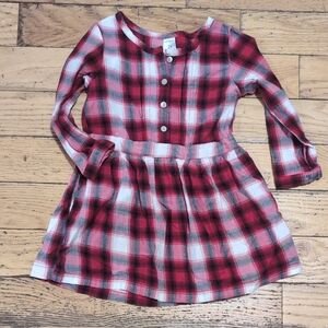 EUC Carters 2T Red Plaid Long Sleeve Dress *M15
